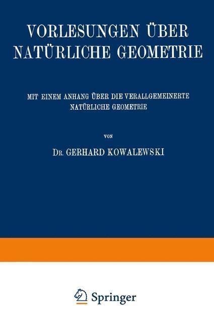Produktbild: Vorlesungen &uuml;ber Nat&uuml;rliche Geometrie