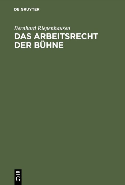 Produktbild: Das Arbeitsrecht der B&uuml;hne