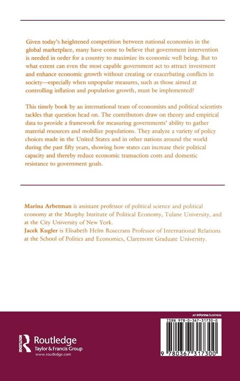 Produktbild: Political Capacity And Economic Behavior