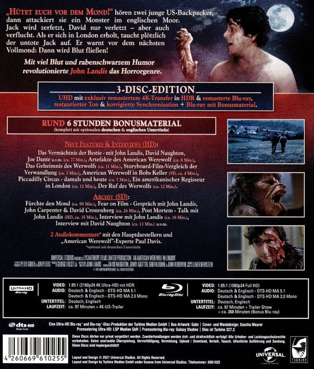 Produktbild: An American Werewolf in London - 3-Disc-Special Edition (4K Ultra HD) (+ Blu-ray 2D) (+ Bonus-Blu-ray) (Gabz Artwork)