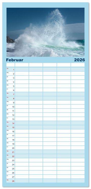 Produktbild: Familienplaner 2026 - Azurblaue Horizonte - Die Sch&ouml;nheit des Meeres einfangen mit 5 Spalten (Wandkalender, 21 x 45 cm) CALVENDO