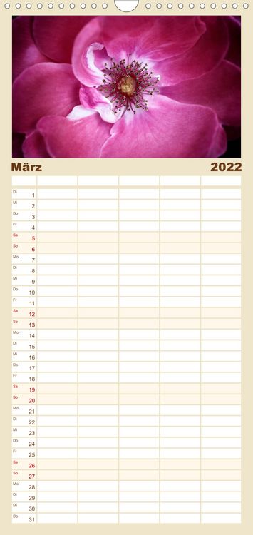 Produktbild: Familienplaner Floral Portraits - Blumen Impression (Wandkalender 2022 , 21 cm x 45 cm, hoch)