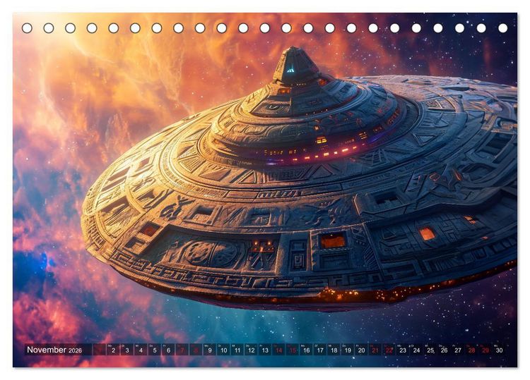 Produktbild: Raumschiffe - Im Universum durch Raum und Zeit (Tischkalender 2026 DIN A5 quer), CALVENDO Monatskalender