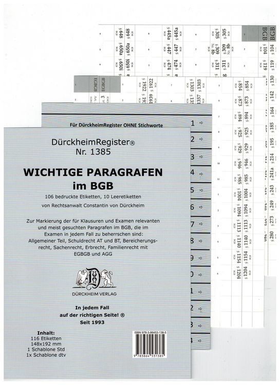 Produktbild: D&uuml;rckheimRegister BGB im dtv