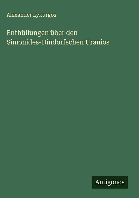 Produktbild: Enth&uuml;llungen &uuml;ber den Simonides-Dindorfschen Uranios