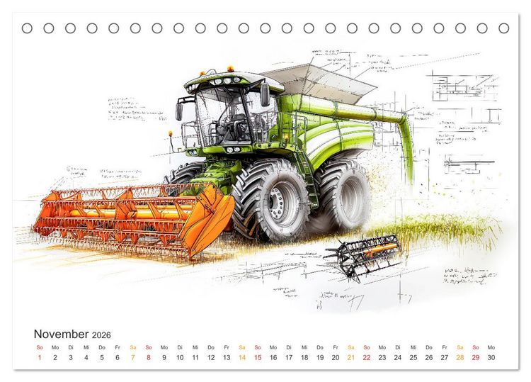Produktbild: M&auml;hdrescher - Design Studien (Tischkalender 2026 DIN A5 quer), CALVENDO Monatskalender
