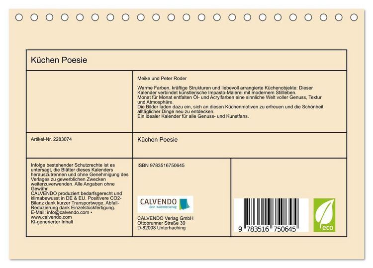 Produktbild: K&uuml;chen Poesie (Tischkalender 2027 DIN A5 quer), CALVENDO Monatskalender