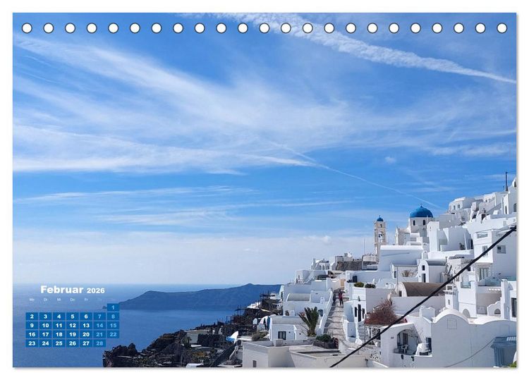 Produktbild: SANTORIN &ndash; Die atemberaubende Sch&ouml;nheit der magischen Insel (Tischkalender 2026 DIN A5 quer), CALVENDO Monatskalender