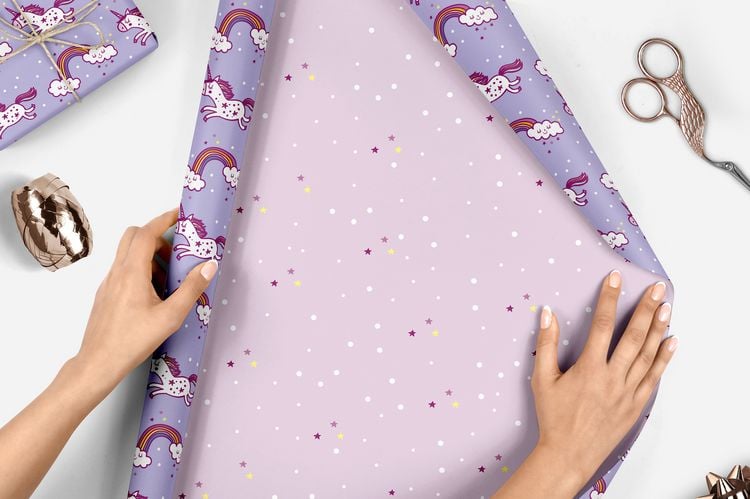 Produktbild: Geschenkpapier-Set f&uuml;r Kinder: Einhorn
