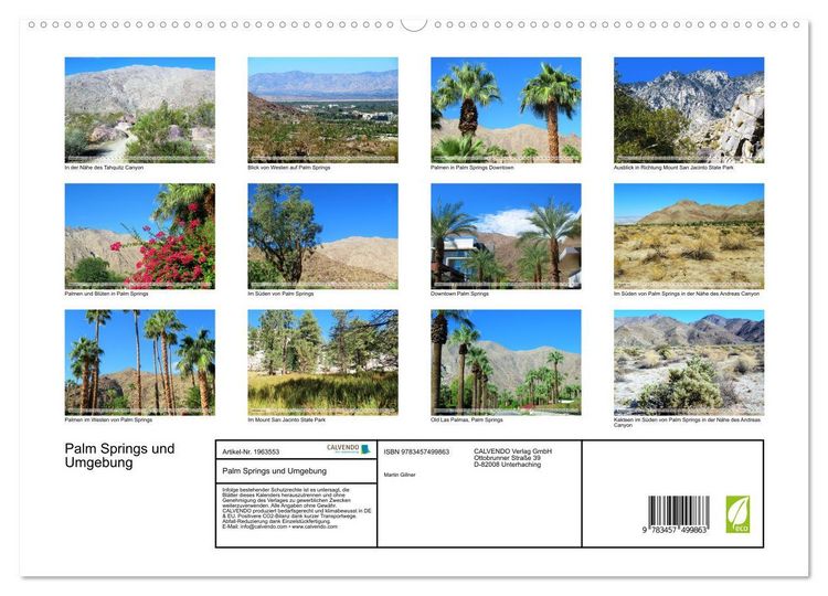 Produktbild: Palm Springs und Umgebung (hochwertiger Premium Wandkalender 2026 DIN A2 quer), Kunstdruck in Hochglanz