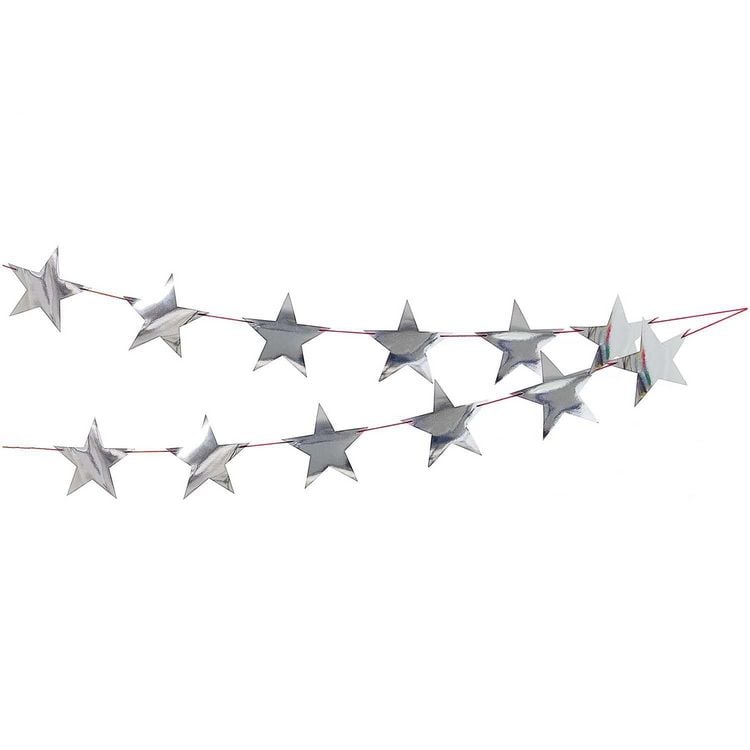 Produktbild: Girlande Sterne, silber MIX, 3 Meter