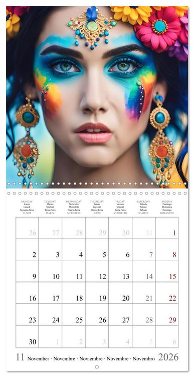 Produktbild: Facial colours - Artistic AI portraits (Wall Calendar 2026 12 &times; 12 Inch) CALVENDO 12 Month Wall Calendar