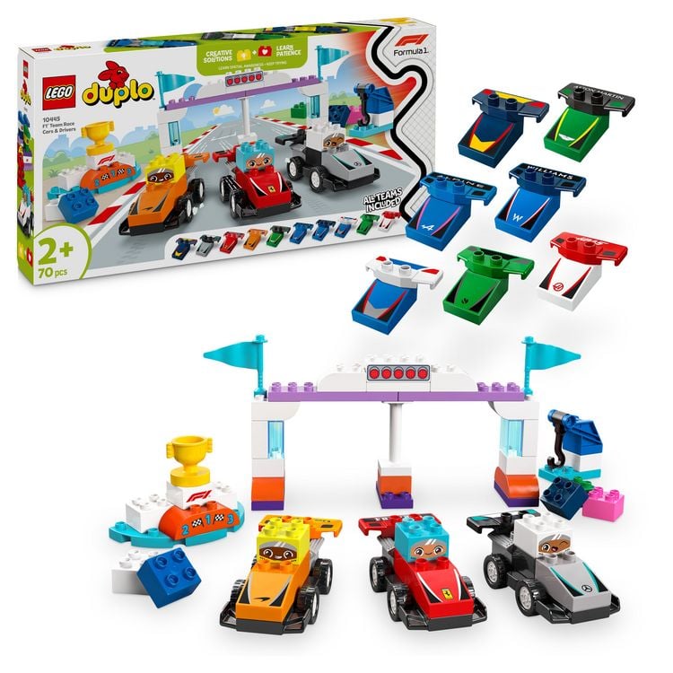 Produktbild: LEGO DUPLO Town F1 Team Rennautos mit Rennfahrern, Lernspielzeug 10445
