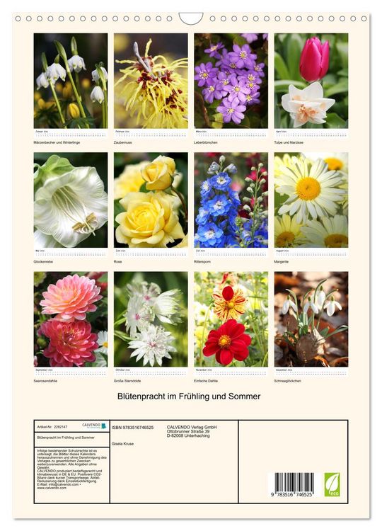 Produktbild: Bl&uuml;tenpracht im Fr&uuml;hling und Sommer (Wandkalender 2026 DIN A3 hoch), CALVENDO Monatskalender