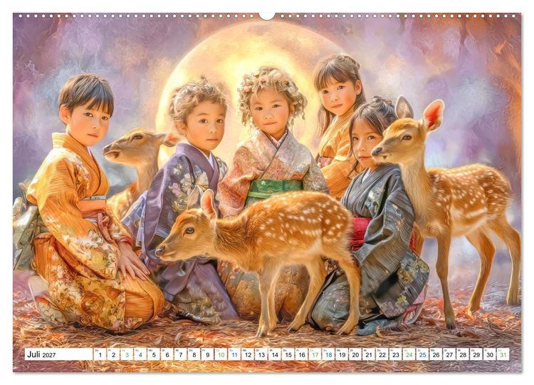 Produktbild: Japanisch inspirierte Werke - Mit Japans traditionellen Tieren (Wandkalender 2027 DIN A2 quer), CALVENDO Monatskalender