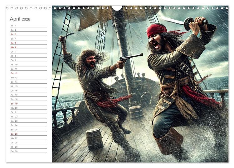 Produktbild: KI Piraten - Abenteuer der Seer&auml;uber auf hoher See (Wandkalender 2026 DIN A3 quer), CALVENDO Monatskalender