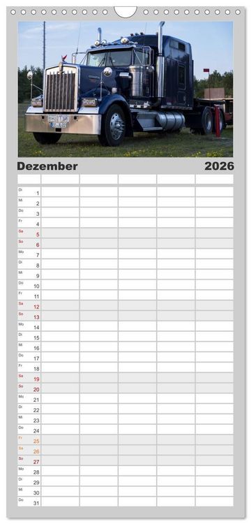 Produktbild: Familienplaner 2026 - Langhauber. Coole Trucks in den USA mit 5 Spalten (Wandkalender, 21 x 45 cm) CALVENDO