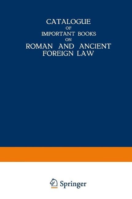 Produktbild: Catalogue of Important Books on Roman and Ancient Foreign Law