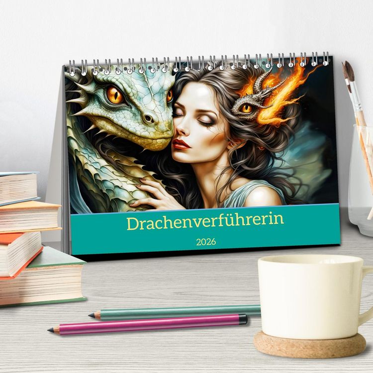 Produktbild: Drachenverf&uuml;hrerin (Tischkalender 2026 DIN A5 quer), CALVENDO Monatskalender