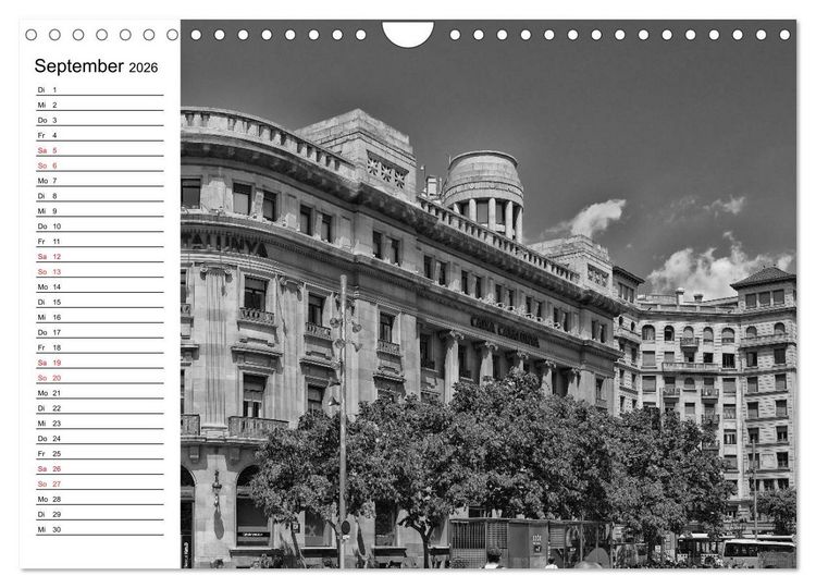 Produktbild: Barcelona Schwarz / Wei&szlig; Impressionen (Wandkalender 2026 DIN A4 quer), CALVENDO Monatskalender
