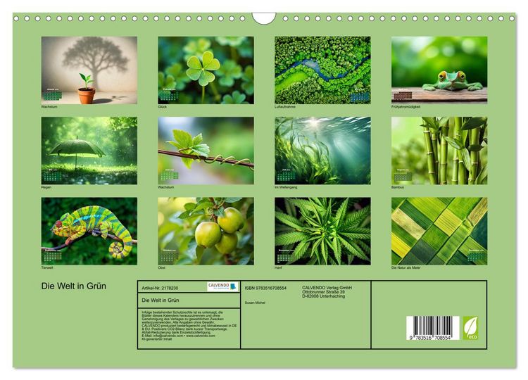 Produktbild: Die Welt in Gr&uuml;n (Wandkalender 2026 DIN A3 quer), CALVENDO Monatskalender