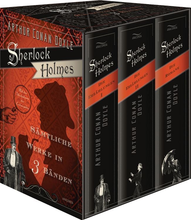 Produktbild: Sherlock Holmes - S&auml;mtliche Werke in 3 B&auml;nden (Die Erz&auml;hlungen I, Die Erz&auml;hlungen II, Die Romane) (3 B&auml;nde im Schuber)