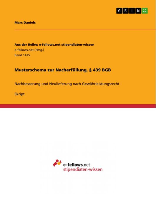 Produktbild: Musterschema zur Nacherf&uuml;llung, &sect; 439 BGB