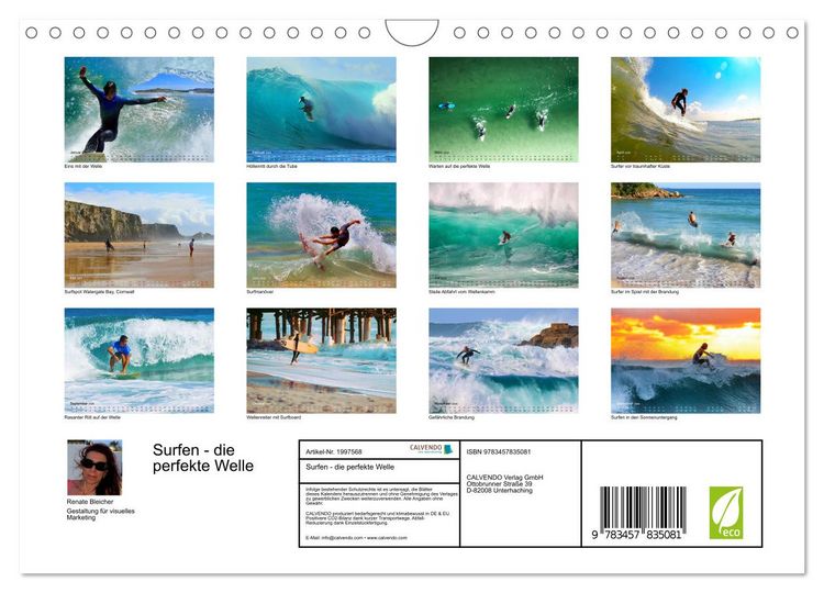 Produktbild: Surfen - die perfekte Welle (Wandkalender 2026 DIN A4 quer), CALVENDO Monatskalender