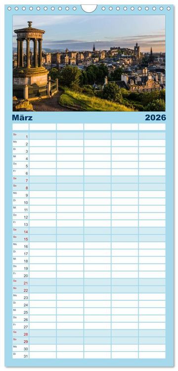 Produktbild: Familienplaner 2026 - Faszination Edinburgh mit 5 Spalten (Wandkalender, 21 x 45 cm) CALVENDO