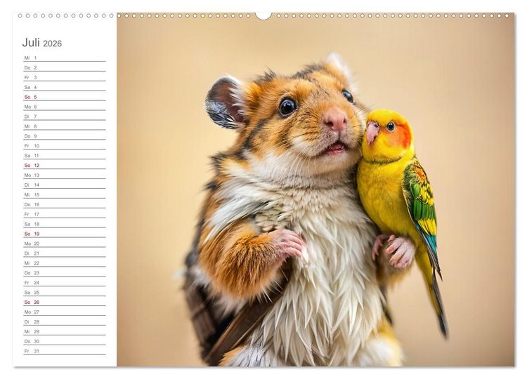 Produktbild: Hamsterhausen - Ein Hamster und seine tierischen Freunde (Wandkalender 2026 DIN A2 quer), CALVENDO Monatskalender