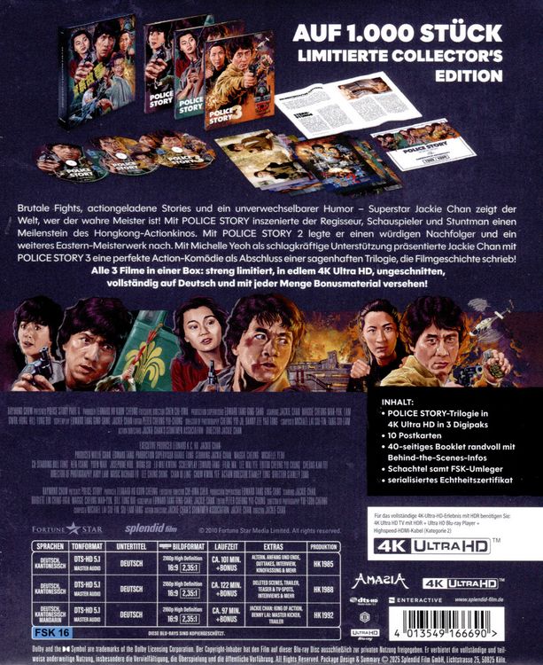 Produktbild: Police Story 1-3 - Trilogie - Legacy Collection - Limited Collector's Edition (3 4K Ultra HDs)