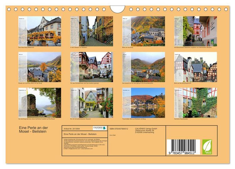 Produktbild: Eine Perle an der Mosel - Beilstein (Wandkalender 2026 DIN A4 quer), CALVENDO Monatskalender