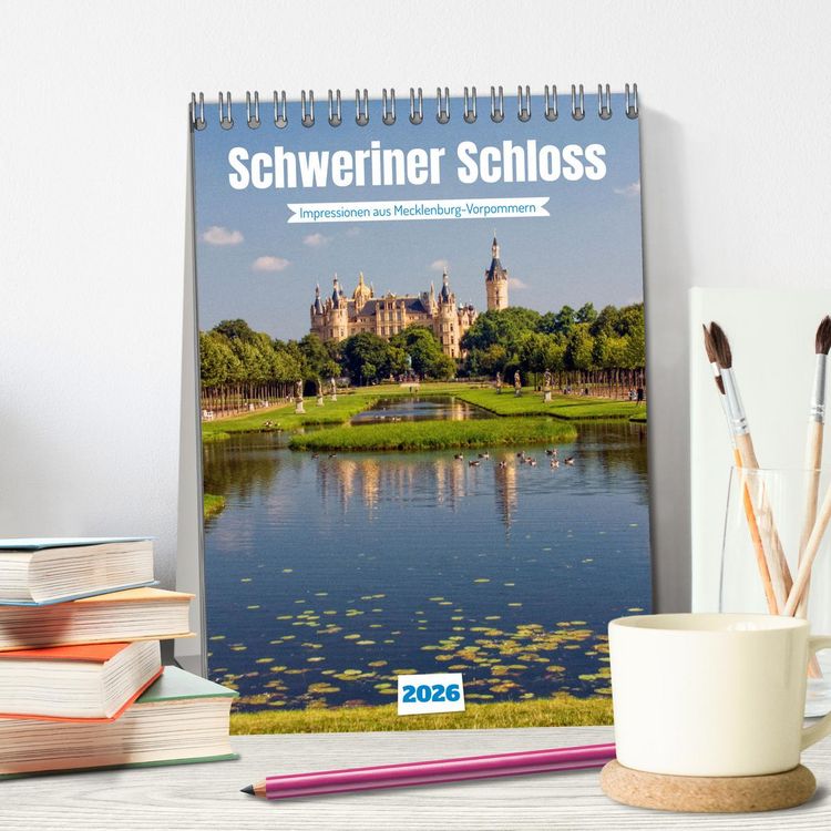 Produktbild: Schweriner Schloss - Impressionen aus Mecklenburg-Vorpommern (Tischkalender 2026 DIN A5 hoch), CALVENDO Monatskalender