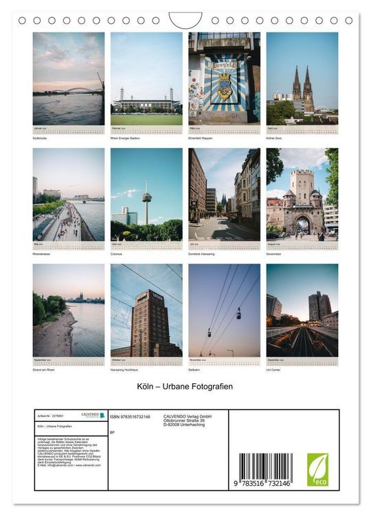 Produktbild: K&ouml;ln &ndash; Urbane Fotografien (Wandkalender 2026 DIN A4 hoch), CALVENDO Monatskalender