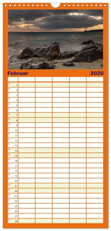 Produktbild: Familienplaner 2026 - Fuerteventura - Reise &uuml;ber die Vulkaninsel mit 5 Spalten (Wandkalender, 21 x 45 cm) CALVENDO
