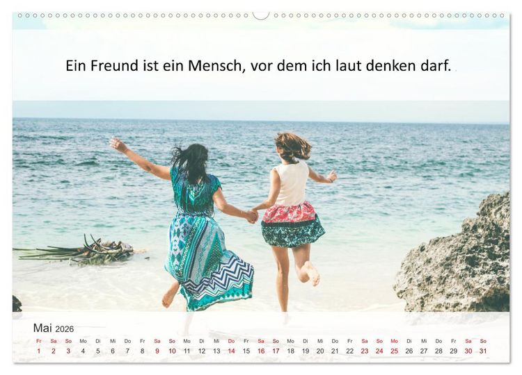 Produktbild: Motivationsspr&uuml;che Freundschaft (Wandkalender 2026 DIN A2 quer), CALVENDO Monatskalender