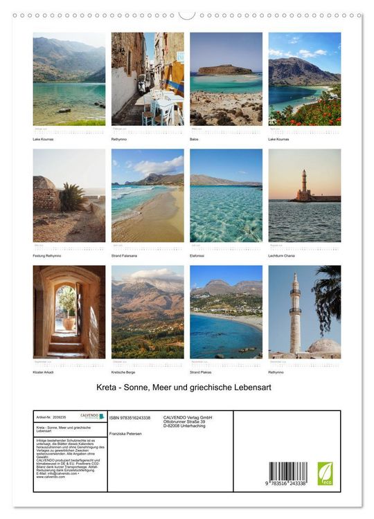 Produktbild: Kreta - Sonne, Meer und griechische Lebensart (hochwertiger Premium Wandkalender 2026 DIN A2 hoch), Kunstdruck in Hochglanz