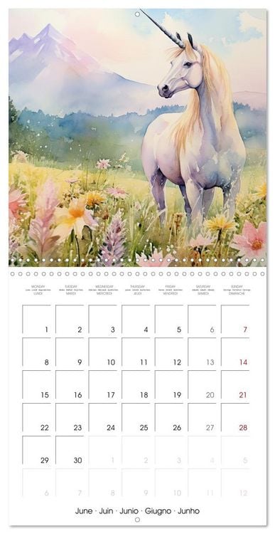 Produktbild: Licornes de conte de f&eacute;es (Calendrier mural carr&eacute; 2026 30x30 cm) Calendrier double avec une page pour vos prises de notes