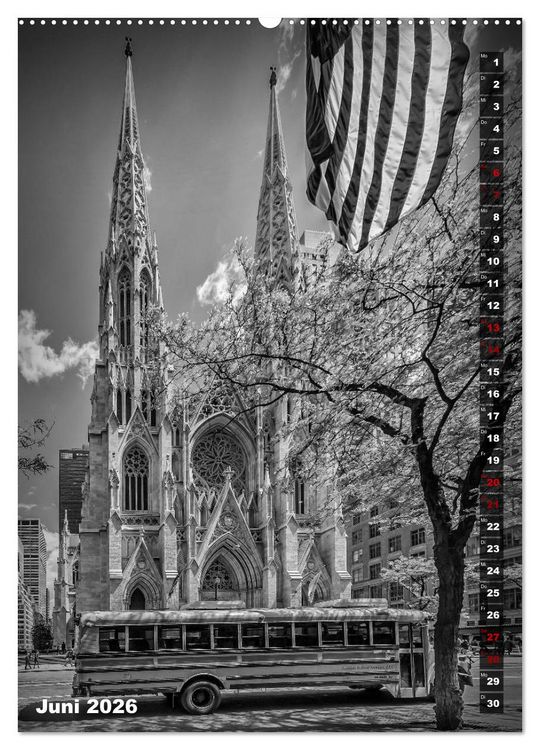 Produktbild: NEW YORK CITY Monochrome Stadtansichten (hochwertiger Premium Wandkalender 2026 DIN A2 hoch), Kunstdruck in Hochglanz
