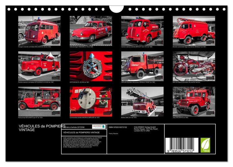 Produktbild: V&Eacute;HICULES de POMPIERS VINTAGE (Calendrier mural 2026 DIN A4 vertical), CALVENDO calendrier mensuel