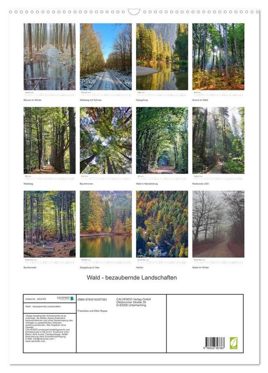 Produktbild: Wald - bezaubernde Landschaften (Wandkalender 2026 DIN A2 hoch), CALVENDO Monatskalender
