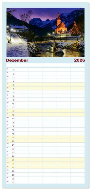 Produktbild: Familienplaner 2026 - Bayerisches Alpenparadies mit 5 Spalten (Wandkalender, 21 x 45 cm) CALVENDO