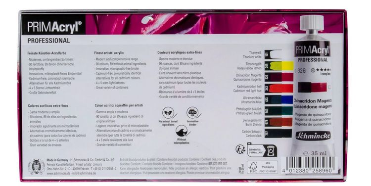 Produktbild: Schmincke PRIMAcryl Professional Malk&auml;sten Kartonset, 8 x 35 ml