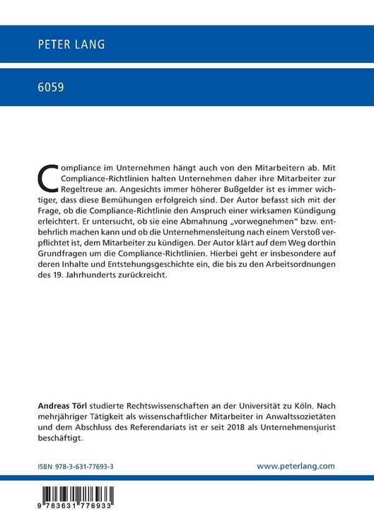 Produktbild: Die arbeitsrechtliche Durchsetzung der Compliance