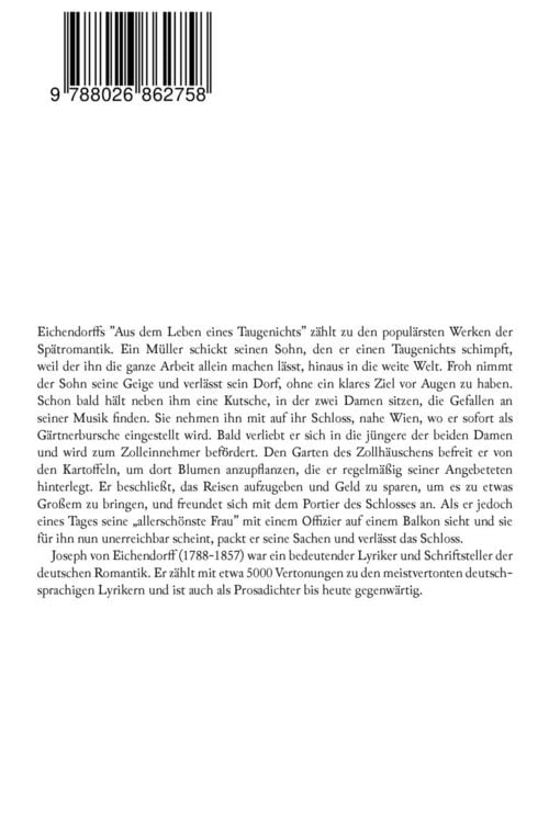 Produktbild: Aus dem Leben eines Taugenichts: Ein Klassiker der deutschen Romantik
