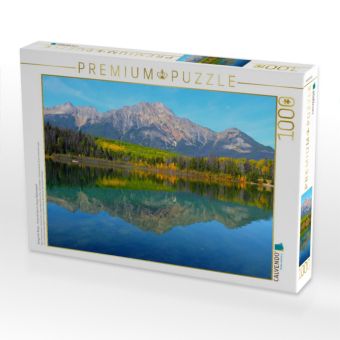 Produktbild: CALVENDO Puzzle Spiegel der Berge - Pyramid Lake im Jasper Nationalpark | 1000 Teile Lege-Gr&ouml;&szlig;e 64x48cm Foto-Puzzle f&uuml;r gl&uuml;ckliche Stunden