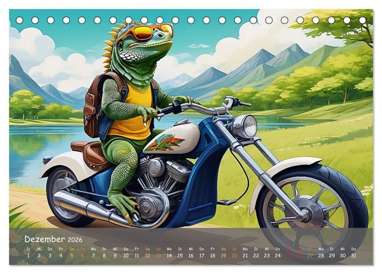 Produktbild: Tierische Motorradfahrer (Tischkalender 2026 DIN A5 quer), CALVENDO Monatskalender
