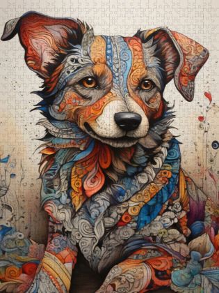 Produktbild: CALVENDO Puzzle Hund, Tier, Haustier, zentangle, bunt, farbenfroh, Fantasie, Kinderzimmer, Kinder, | 1000 Teile Lege-Gr&ouml;&szlig;e 64x48cm Foto-Puzzle f&uuml;r gl&uuml;