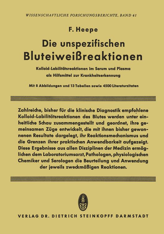 Produktbild: Die unspezifischen Bluteiweissreaktionen