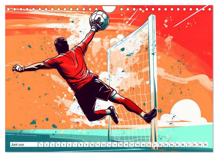 Produktbild: Magie des Fussballs - Illustrierte Emotionen auf dem Rasen (Wandkalender 2026 DIN A4 quer), CALVENDO Monatskalender